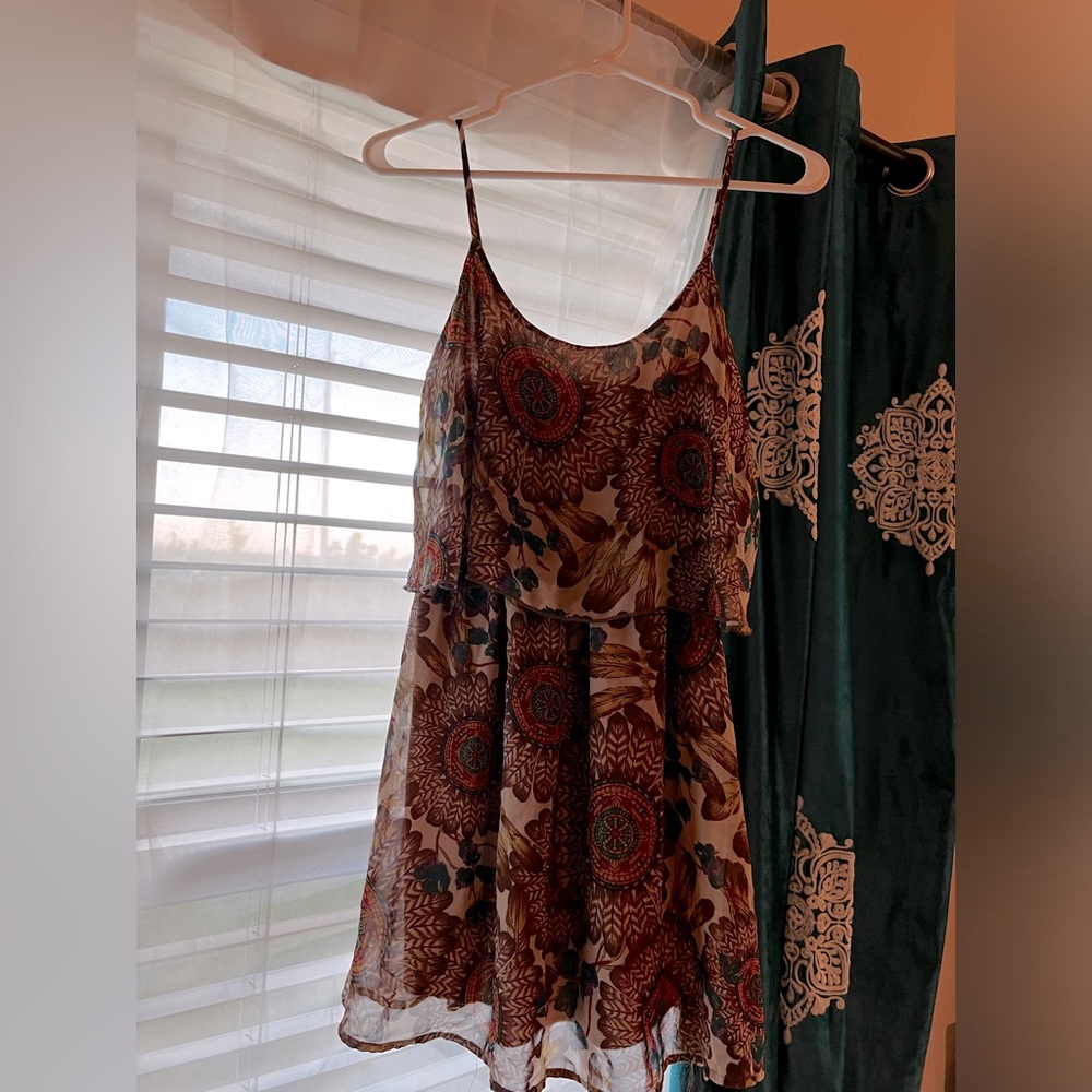 B Envied Brown Sleeveless Summer Dress Size M